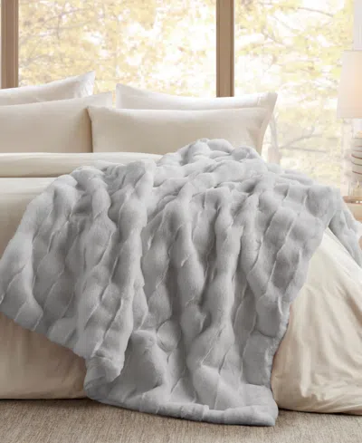 Madison Park Vivienne Faux Fur Throw, 50" X 60" In Gray