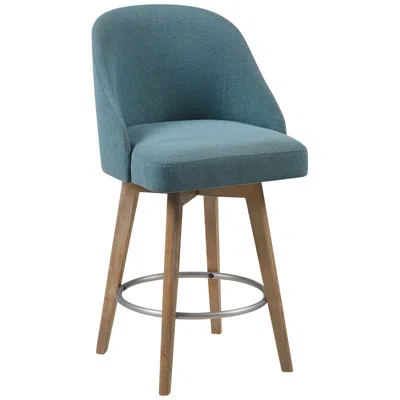 Madison Park Walsh 25 3/4" Blue Fabric Swivel Counter Stool
