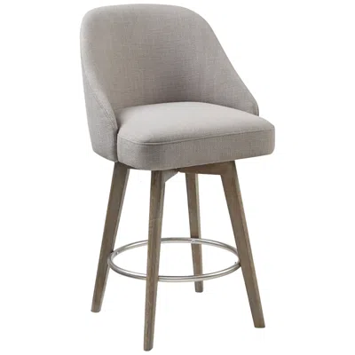 Madison Park Walsh 25 3/4" Gray Fabric Swivel Counter Stool