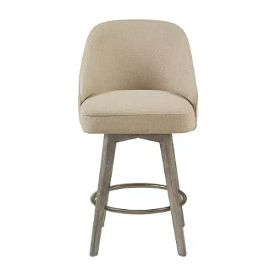 Madison Park Walsh Counter Height Upholstered Swivel Bar Stool In Brown