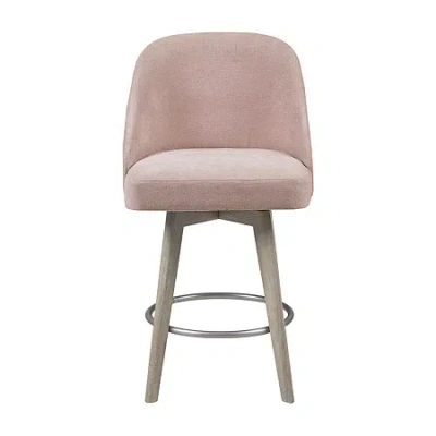 Madison Park Walsh Counter Stool Counter Height Upholstered Swivel Bar Stool In Pink