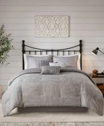 Madison Park Walter Seersucker 7 Pc. Comforter Sets In Gray