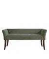 Madison Park Welburn 49.5" Upholstered Bench With Back Wood Legs In Green