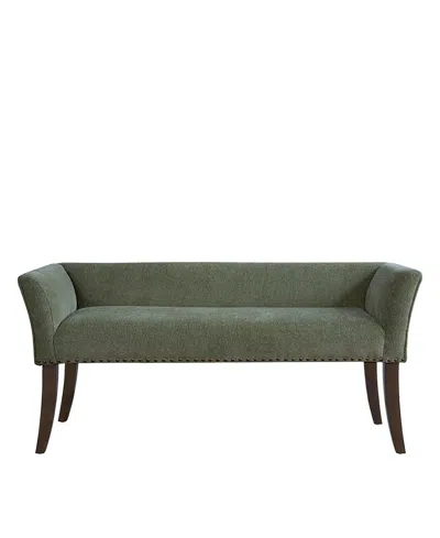 Madison Park Welburn 49.5" Upholstered Bench With Back Wood Legs In Green