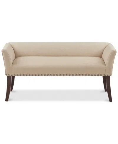 Madison Park Welburn 49.5" Upholstered Bench With Back Wood Legs In Neutral