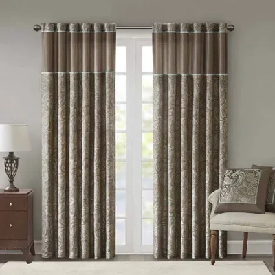 Madison Park Whitman Rod Pocket Light-filtering Set Of 2 Curtain Panel In Brown