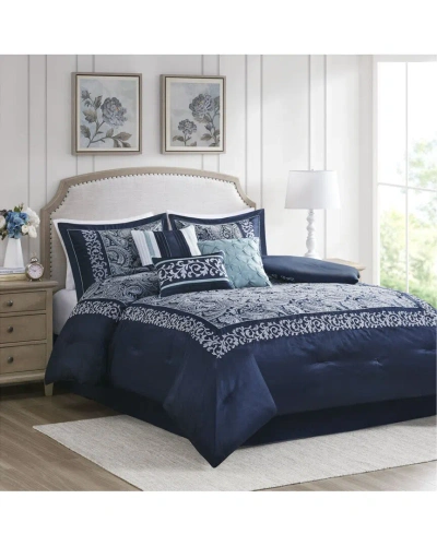 Madison Park Whitney Jacquard Comforter Set In Blue