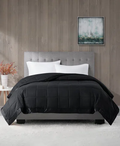 Madison Park Windom Lightweight Down Alternative Satin Trim Blanket, Twin In Black