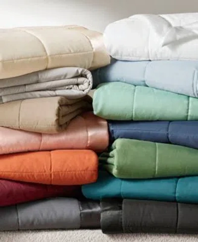 Madison Park Windom Lightweight Down Alternative Satin Trim Blanket In Charcoal