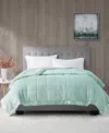 Madison Park Windom Lightweight Down Alternative Satin Trim Blanket, Full/queen In Green