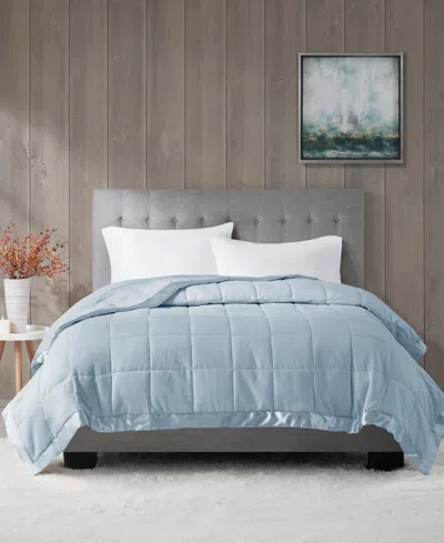 Madison Park Windom Lightweight Down Alternative Blanket With Satin Trim, Twin In Blue