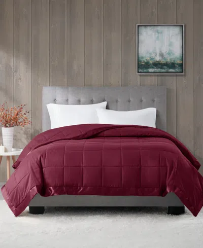 Madison Park Windom Lightweight Down Alternative Satin Trim Blanket, Twin In Burgundy