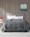 Madison Park Windom Lightweight Down Alternative Satin Trim Blanket, Twin In Charcoal