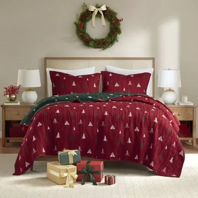 Madison Park Winter Red Reversible Jacquard 3-piece Queen Coverlet Mini Set