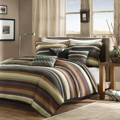 Madison Park Yosemite Reversible Quilt Set With Throw Pillows In Multi