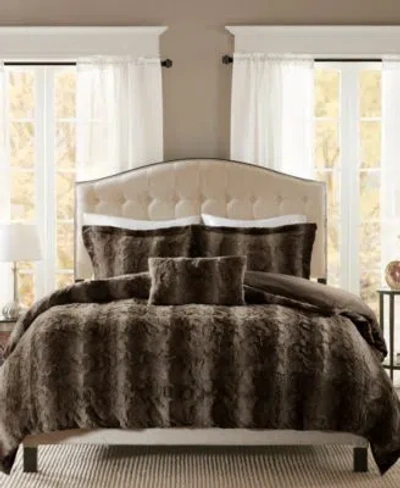 Madison Park Zuri Faux Fur Comforter Sets In Blush,grey