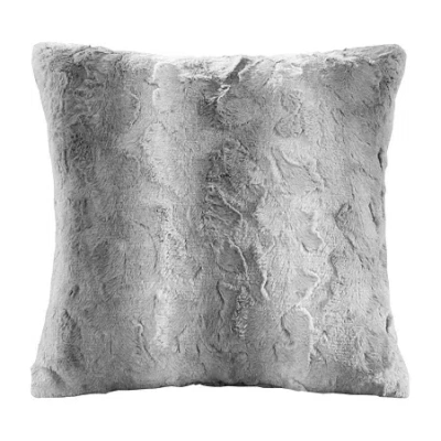 Madison Park Zuri Faux Fur Square Throw Pillow In Gray