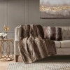 Madison Park Zuri Faux Fur Square Throw Pillow In Sand