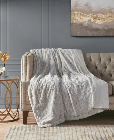 Madison Park Zuri Faux-fur Throw, 50" X 60" In Gray