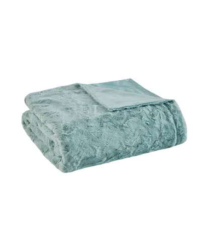 Madison Park Zuri Faux-fur Throw In Aqua