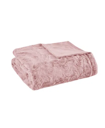Madison Park Zuri Faux-fur Throw In Blush