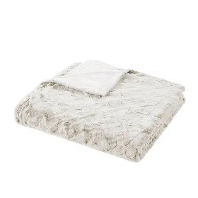 Madison Park Zuri Faux Fur Ultra-soft Luxury Blanket In Gray