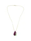 Madison Ruby Zoisite Teardrop Necklace In Gold