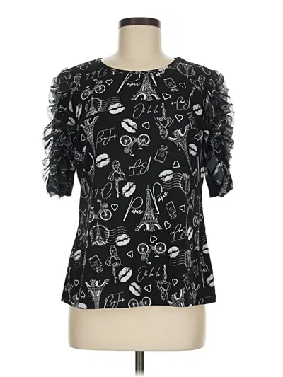 Pre-owned Madison Short Sleeve Blouse In Black