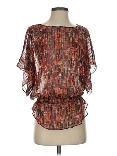 Pre-owned Madison Short Sleeve Blouse In Brown