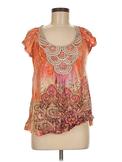 Pre-owned Madison Short Sleeve Blouse In Orange