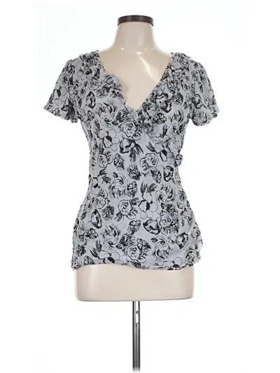 Pre-owned Madison Short Sleeve Top Gray Plunge Neckline Tops