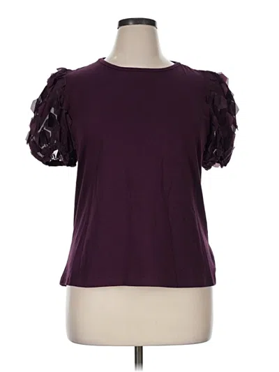 Pre-owned Madison Short Sleeve Top Purple Ruffles Neckline Tops