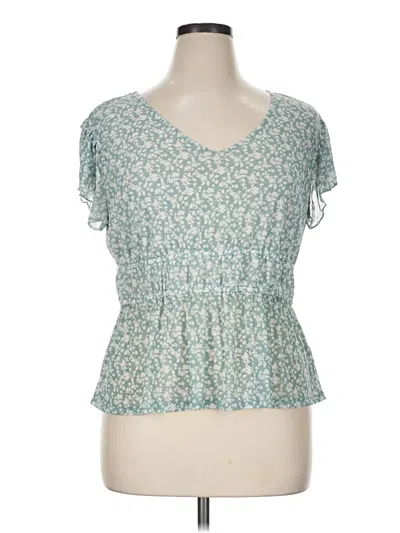 Pre-owned Madison Short Sleeve Top Teal Sweetheart Neckline Tops