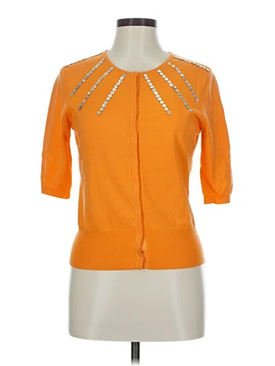 Pre-owned Madison Studio Silk Cardigan Sweater In Orange