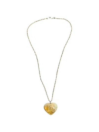 Madison Sun-drenched Citrine Heart Necklace In White