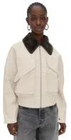 Madison The Label X Revolve Chappell Jacket With Faux Fur Collar In Neutral