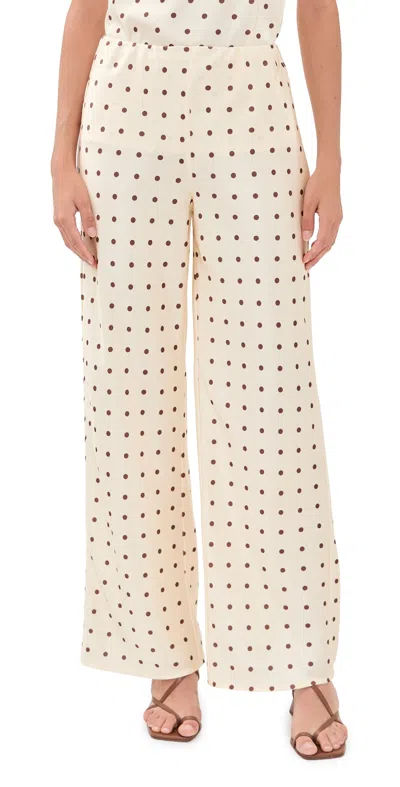 Madison The Label Giovanna Pants Lemon W/ Choc Spot In White