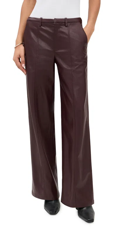 Madison The Label Lowen Faux Leather Pants Cacao In Burgundy
