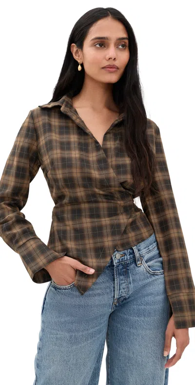 Madison The Label Millie Shirt Check In Brown