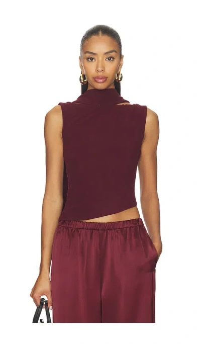Madison The Label Netta Scarf Top In Merlot