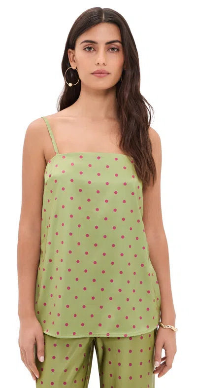 Madison The Label Santos Top Olive W/ Burgundy Spot In Brown