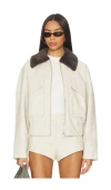 Madison The Label X Revolve Chappell Jacket With Faux Fur Collar In Brown