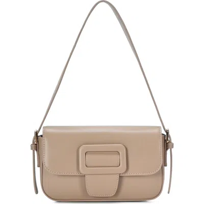 Madison West Buckle Baguette Shoulder Bag In Taupe
