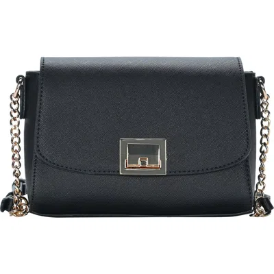 Madison West Flip Lock Flap Crossbody Bag In Black