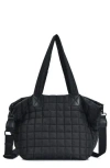 Madison West Large Quilted Shoulder Bag In Black
