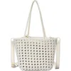 Madison West Open Weave Tote Bag With Zip Pouch In Cream