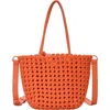 Madison West Open Weave Tote Bag With Zip Pouch In Orange