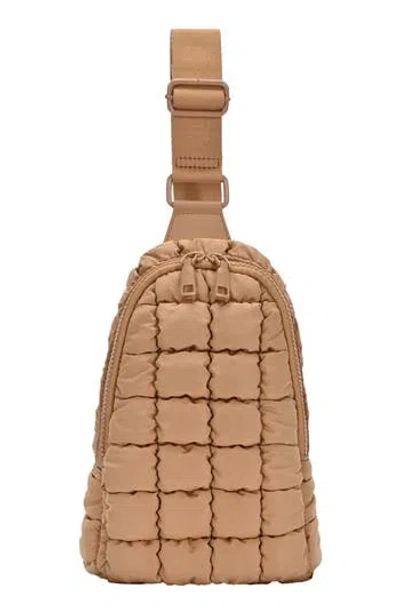 Madison West Puffly Quilted Slingbag In Brown