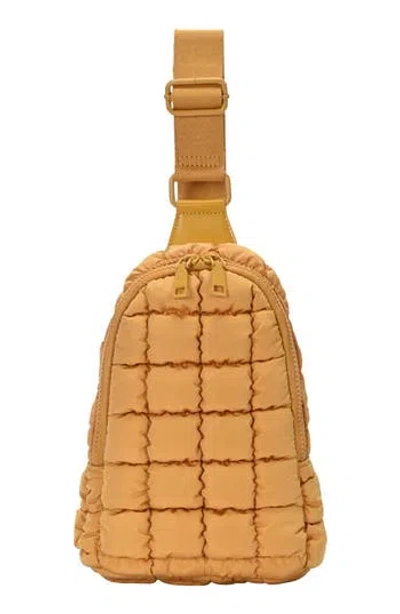 Madison West Puffly Quilted Slingbag In Yellow