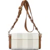 Madison West Stripe Canvas Mini Shoulder Bag In Tan